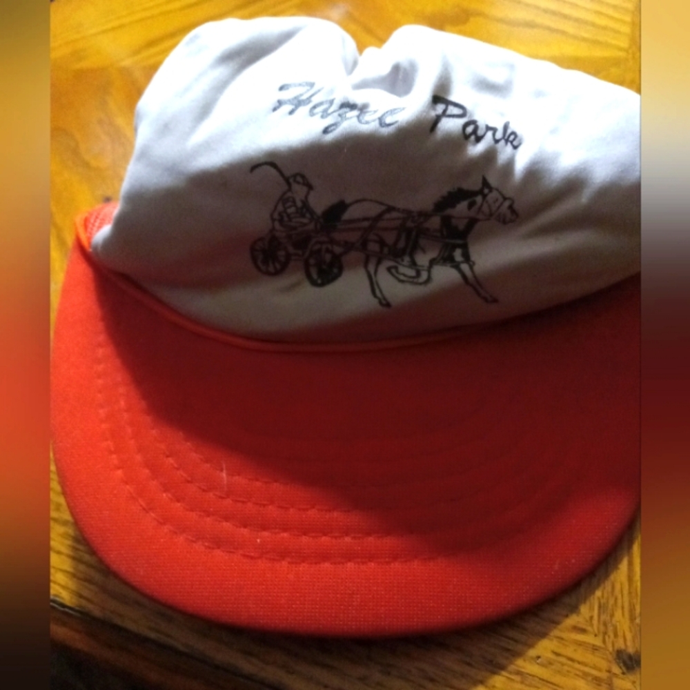 Vintage Hazel Park Raceway Hat Orange and White One Size